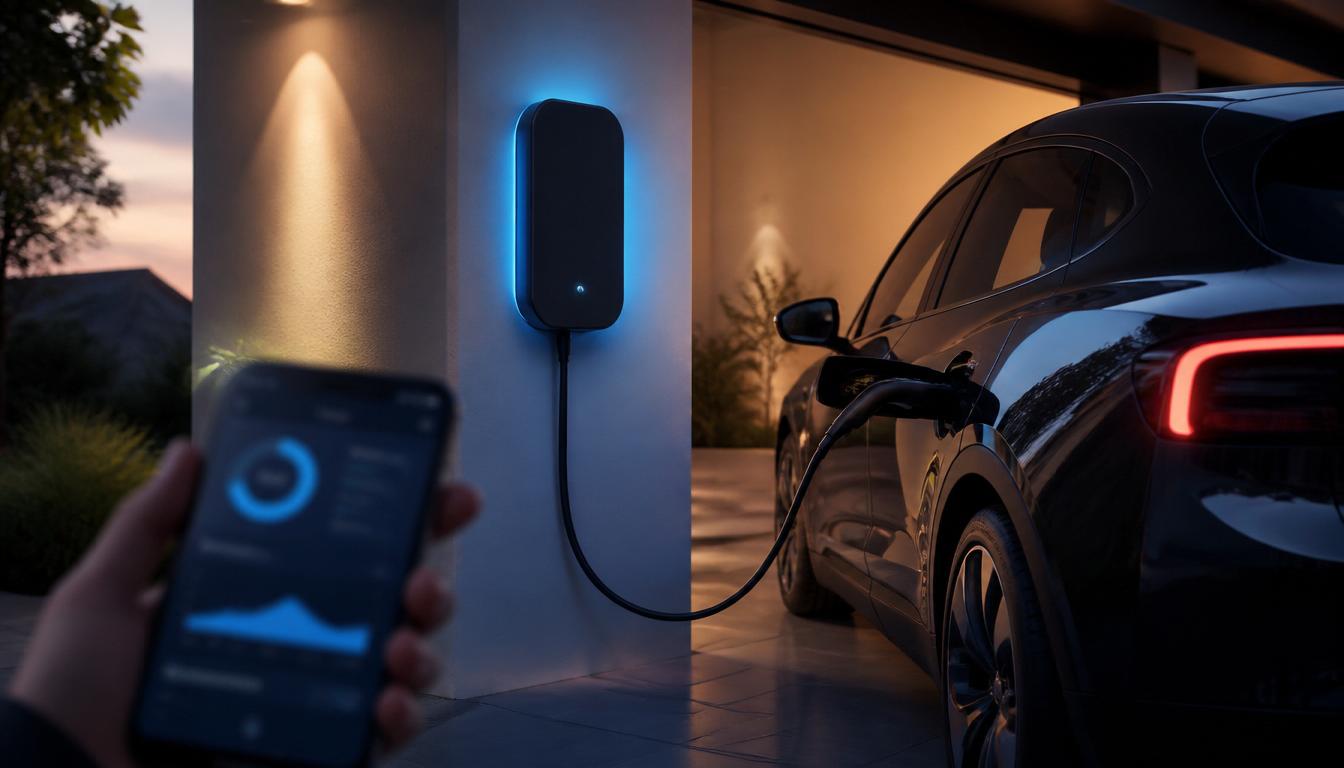 Elektrische wagen die thuis oplaadt aan de oprit