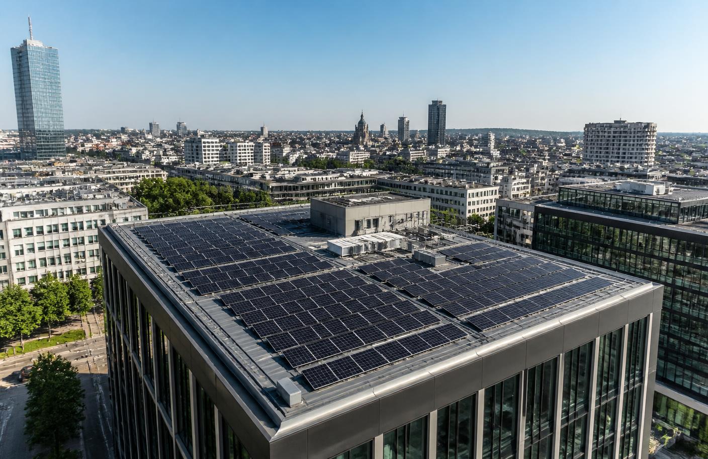 Zonnepanelen op een bedrijfsdak